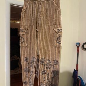 Striped Brown and Blue Cargo Pants